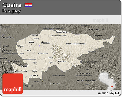 Shaded Relief 3D Map of Guaira, darken