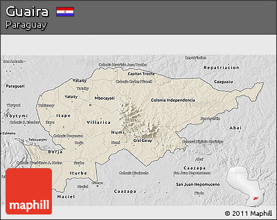 Shaded Relief 3D Map of Guaira, desaturated