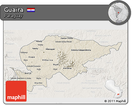 Shaded Relief 3D Map of Guaira, lighten