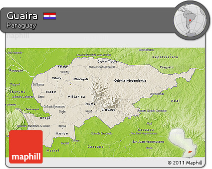 Shaded Relief 3D Map of Guaira, physical outside