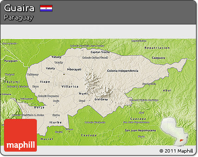 Shaded Relief 3D Map of Guaira, physical outside