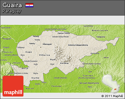 Shaded Relief 3D Map of Guaira, physical outside
