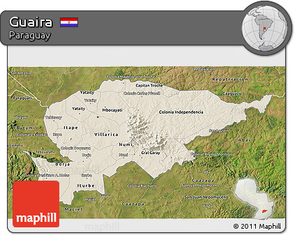 Shaded Relief 3D Map of Guaira, satellite outside