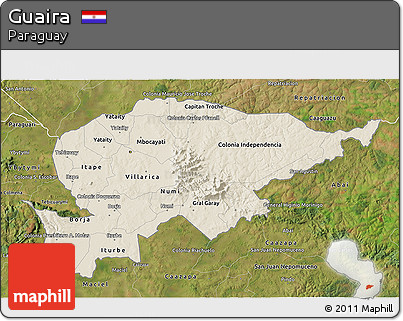 Shaded Relief 3D Map of Guaira, satellite outside