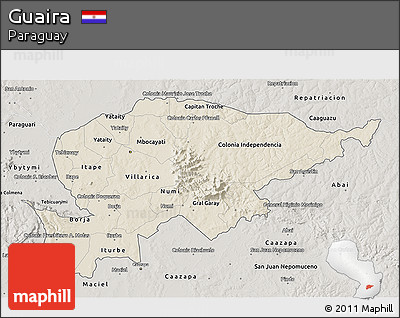 Shaded Relief 3D Map of Guaira, semi-desaturated
