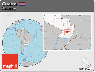 Gray Location Map of Guaira, highlighted country