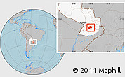 Gray Location Map of Guaira, highlighted country, hill shading
