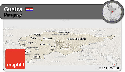 Shaded Relief Panoramic Map of Guaira, lighten