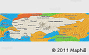 Shaded Relief Panoramic Map of Guaira, political outside