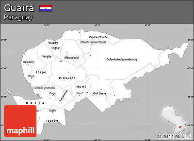 Gray Simple Map of Guaira, single color outside