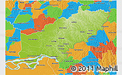 Physical 3D Map of Itapua, political outside