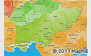 Physical 3D Map of Itapua, political shades outside
