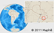Shaded Relief Location Map of Encarnacion, highlighted parent region, within the entire country