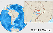 Shaded Relief Location Map of Gral. Delgado