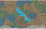 Political 3D Map of Hohenau, darken, semi-desaturated