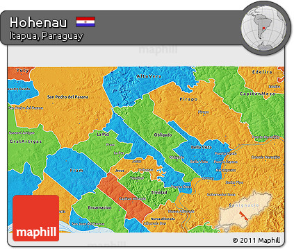 Political 3D Map of Hohenau