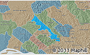 Political 3D Map of Hohenau, semi-desaturated