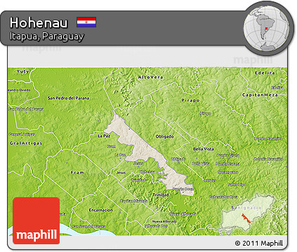 Shaded Relief 3D Map of Hohenau, physical outside