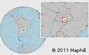 Gray Location Map of Hohenau, highlighted parent region, hill shading