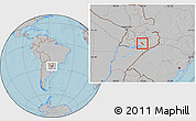 Gray Location Map of Hohenau, hill shading
