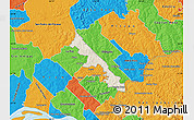Shaded Relief Map of Hohenau, political outside