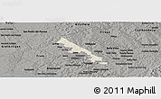 Shaded Relief Panoramic Map of Hohenau, darken, semi-desaturated