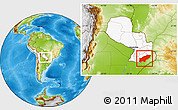 Physical Location Map of Itapua, highlighted country, within the entire country