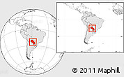 Blank Location Map of Paraguay, highlighted continent, within the entire continent