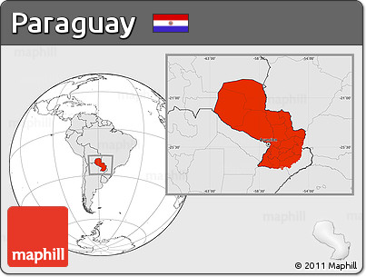 Blank Location Map of Paraguay, highlighted continent