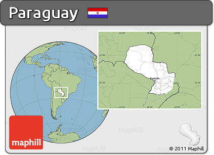 Blank Location Map of Paraguay, savanna style outside