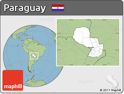 Blank Location Map of Paraguay, savanna style outside