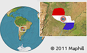 Flag Location Map of Paraguay, satellite outside