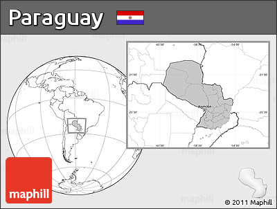 Gray Location Map of Paraguay, blank outside