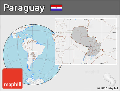 Gray Location Map of Paraguay, lighten, land only