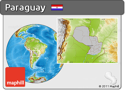 Gray Location Map of Paraguay, physical outside, hill shading