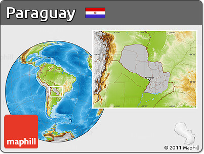 Gray Location Map of Paraguay, physical outside, hill shading