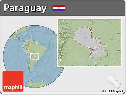 Gray Location Map of Paraguay, savanna style outside, hill shading outside