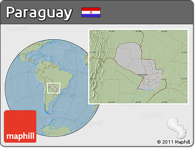 Gray Location Map of Paraguay, savanna style outside, hill shading