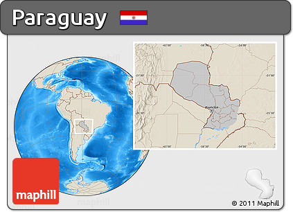 Gray Location Map of Paraguay, shaded relief outside