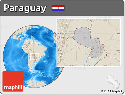 Gray Location Map of Paraguay, shaded relief outside