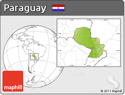 Physical Location Map of Paraguay, blank outside