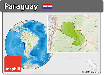 Physical Location Map of Paraguay, lighten, land only