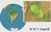 Physical Location Map of Paraguay, satellite outside