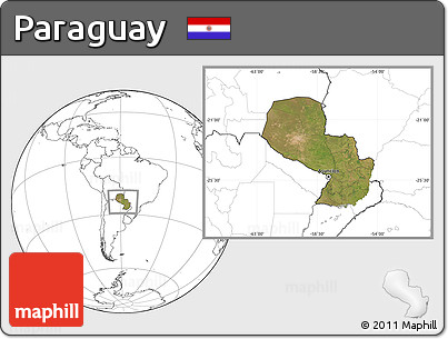 Satellite Location Map of Paraguay, blank outside