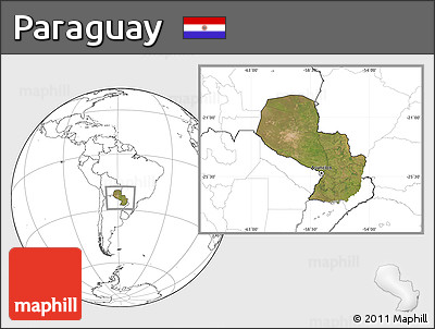 Satellite Location Map of Paraguay, blank outside