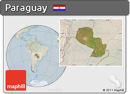 Satellite Location Map of Paraguay, lighten