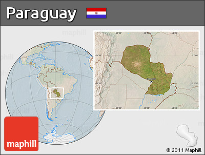 Satellite Location Map of Paraguay, lighten