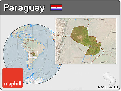 Satellite Location Map of Paraguay, lighten