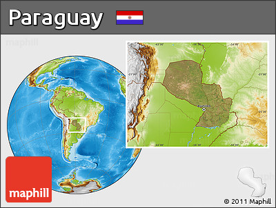 Satellite Location Map of Paraguay, physical outside