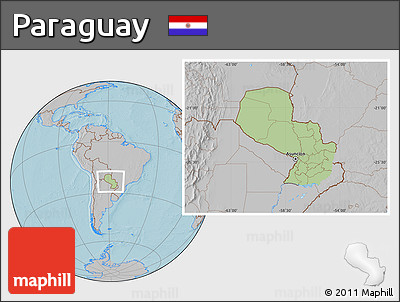 Savanna Style Location Map of Paraguay, gray outside, hill shading outside